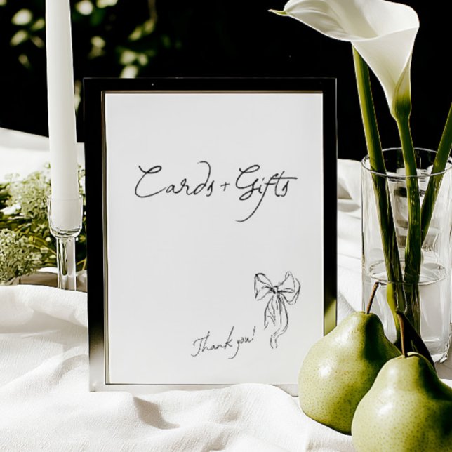 Cartão de Presentes e Presentes Desenhados à Mão M (Minimalist Hand Drawn Cards and Gifts Wedding Sign)