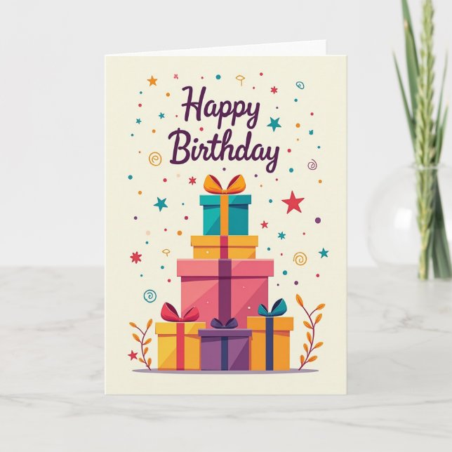 Cartão de Presentes Empilhados de Aniversário Aleg (Frente)