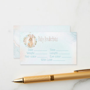 Cartão de previsão de bebê Chá de fraldas Bunny Bl
