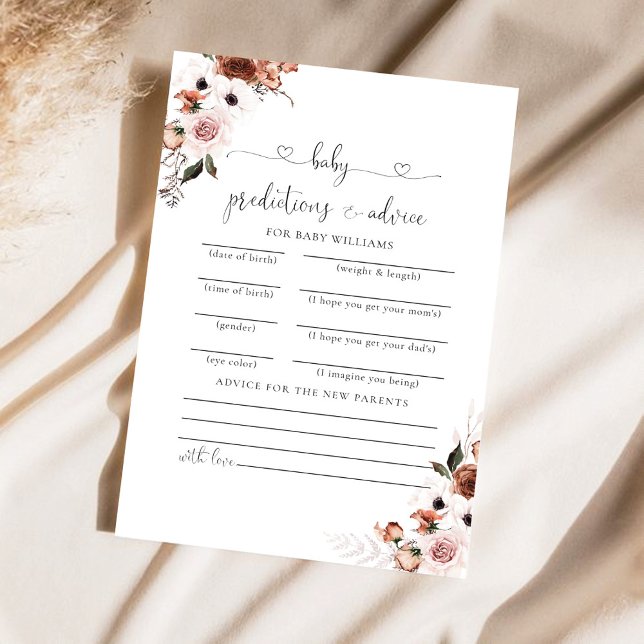 Cartão de previsão de Chá de fraldas Floral da Sed (Criador carregado)