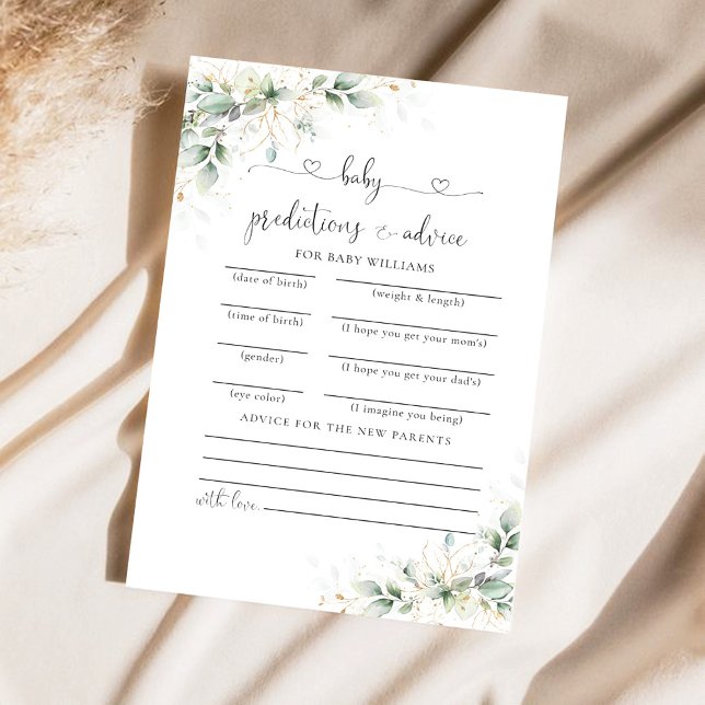 Cartão de previsão do Chá de fraldas Dourado Eucal (Criador carregado)