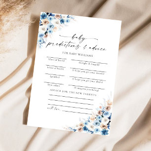 Cartão de Previsões de Bebê Floral Boho Azul