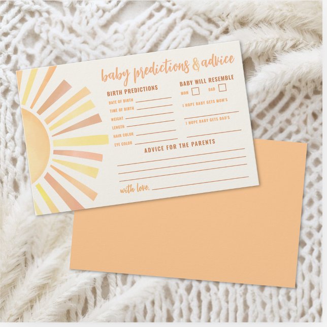 Cartão de Previsões de Conselhos de Sol Babá Showe (Sunshine Advice Predictions Card Sun Baby Shower )