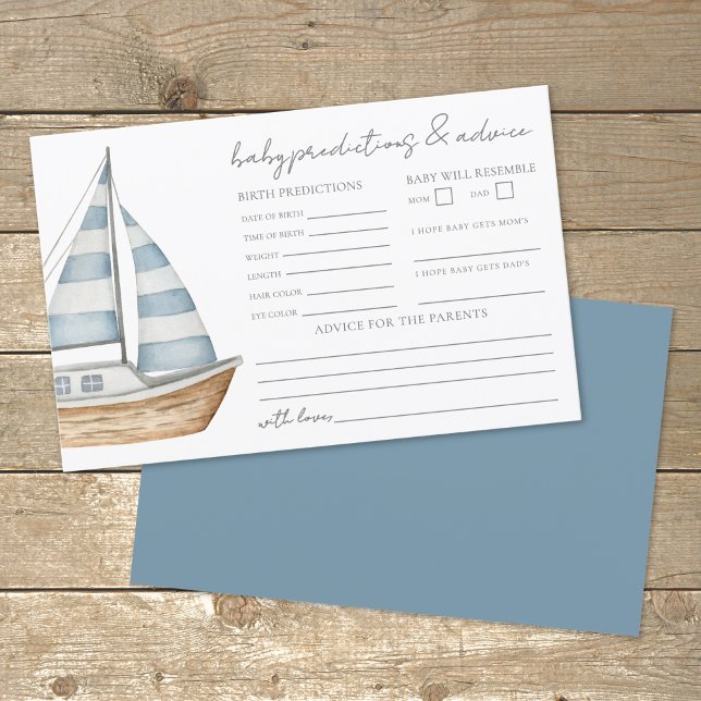 Cartão de Previsões de Conselhos para Chá de Bebê  (Nautical Baby Shower Advice Predictions Card)