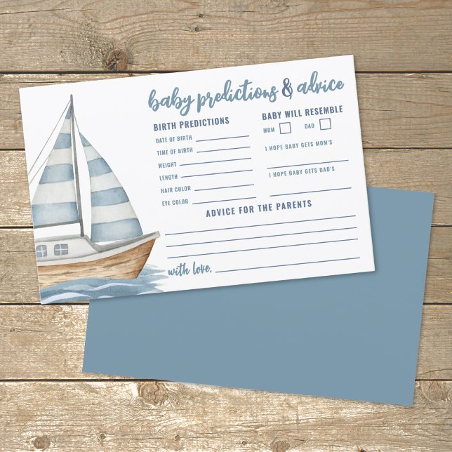Cartão de Previsões de Conselhos para Chá de Bebê  (Nautical Baby Shower Advice Predictions Card)