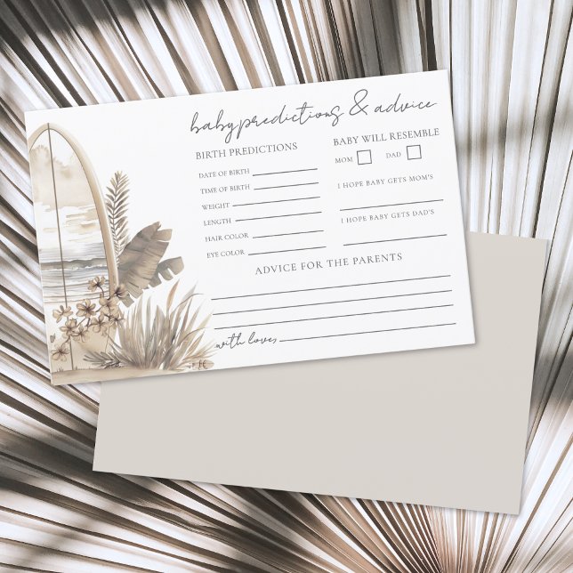 Cartão de Previsões de Conselhos para Chá de Bebê  (Boho Beach Baby Shower Advice Predictions Card)