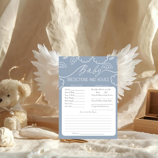 Cartão de Previsões e Conselhos para Bebê Azul Cel (Heavenly Blue Baby Predictions & Advice Card)