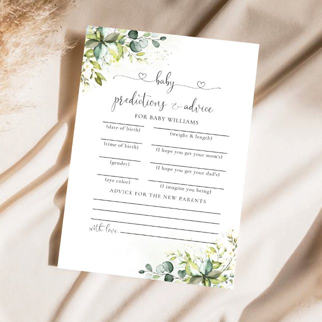 Cartão de Previsões para Chás de Bebê com Verdura (Criador carregado)