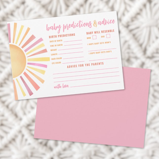 Cartão de Previsões Sunshine Advice Chuvade de Bên (Sunshine Advice Predictions Card Sun Baby Shower )