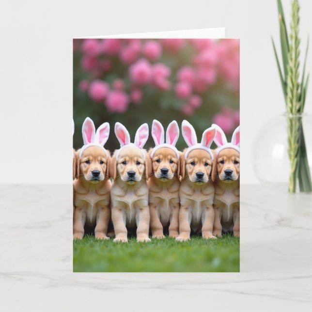 Cartão de Primavera com Cachorrinho Fofo (Frente)