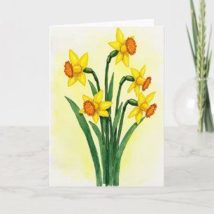 Cartão de Primavera com Flor Amarela em Flor