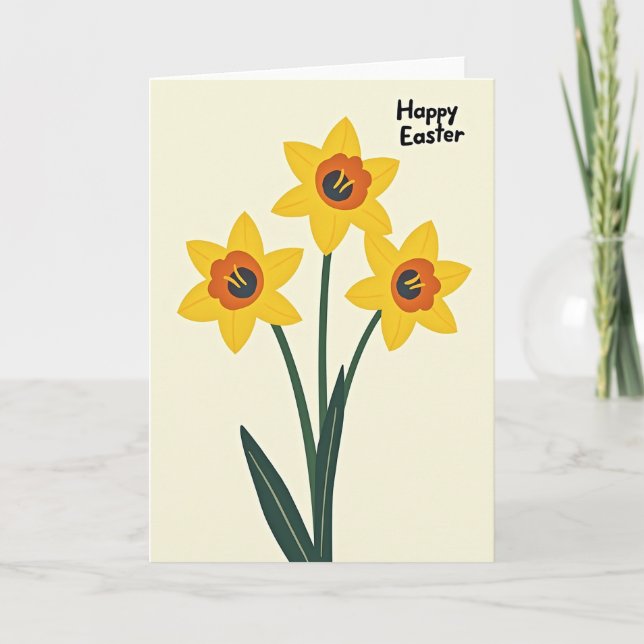 Cartão de Primavera com Três Flores Amarelas (Frente)