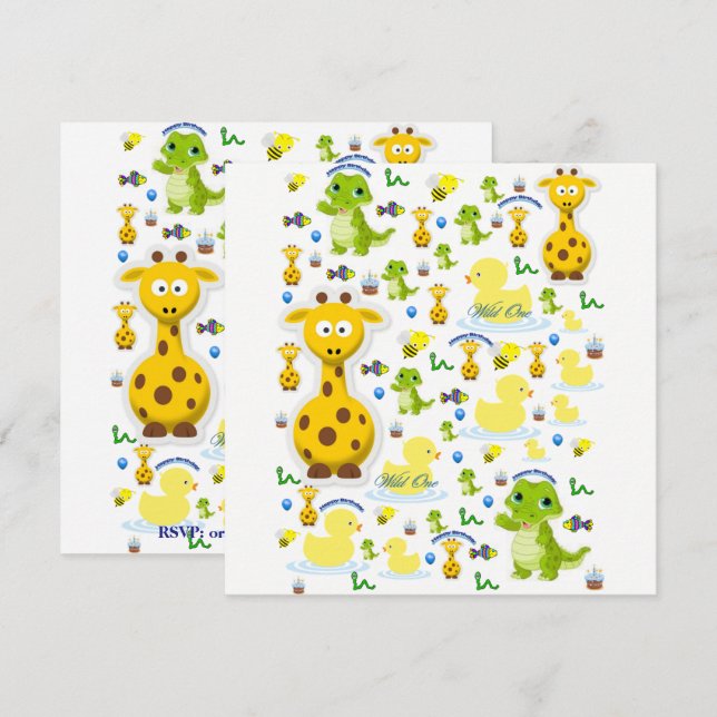 Cartão de Primeiro Aniversário do Selvagem (Frente/Verso)