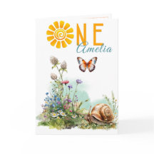 Cartão de primeiro aniversário Floresta com Flores
