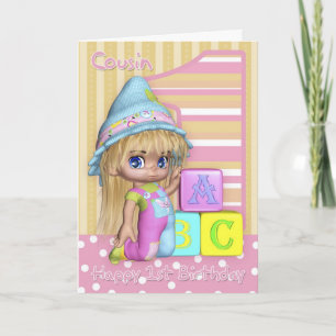 Cartão de primeiro aniversario Primo Com Garota Bo