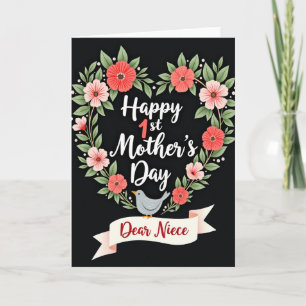Cartão de Primeiro Dia das Mães para Sobrinha Flor