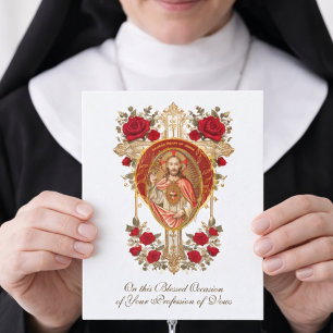 Cartão de Profissão Religiosa de Votos de Freiras 