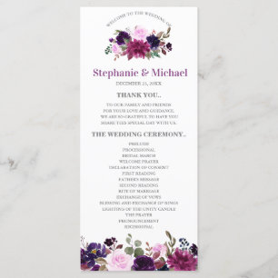 Cartão de programa Boho Floral de Lavanda Roxa