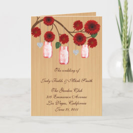 Cartão de Programa Country Rustic Red Mason Jars