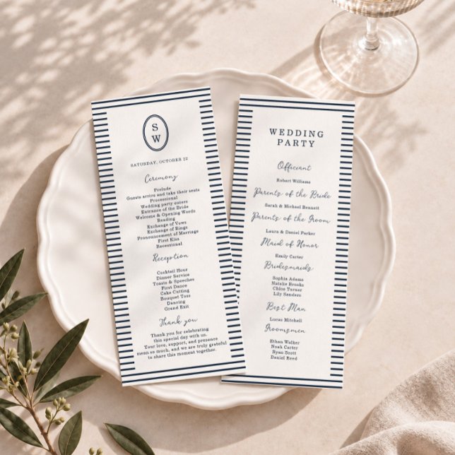 Cartão de Programa de Casamento Clássico com Listr (Criador carregado)