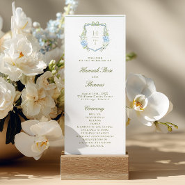 Cartão de Programa de Casamento com Crista de Hort