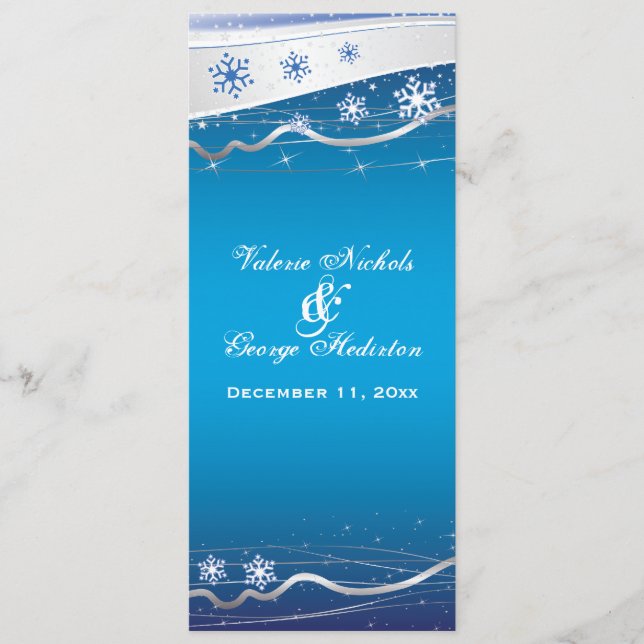 Cartão de programa de casamento com floco de neve  (Frente)