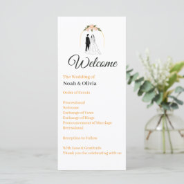 Cartão de Programa de Casamento com Letra Moderna
