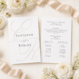 Cartão de Programa de Casamento com Monograma Mini