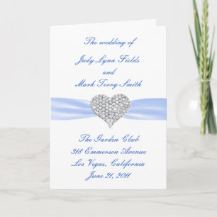 Cartão de Programa de Casamento Coração de Diamant