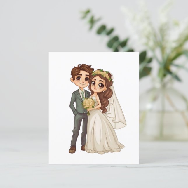 Cartão de Programa de Casamento de Anime Fofo Orde (Em pé/Frente)