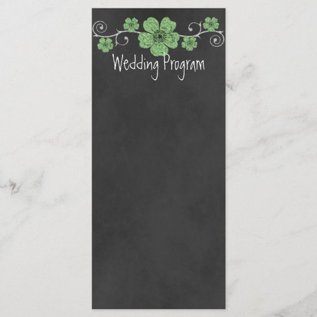 Cartão de Programa de Casamento de Chalkboard para (Frente)