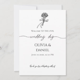 Cartão de Programa de Casamento de Flor Silvestre