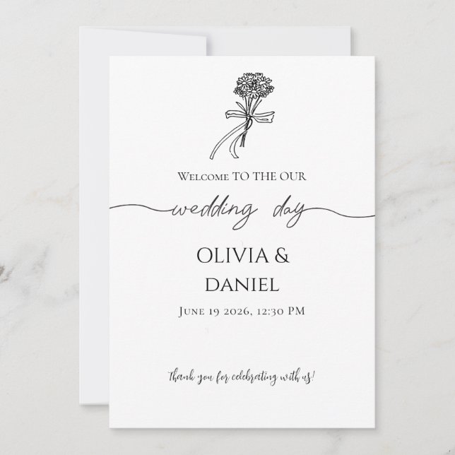Cartão de Programa de Casamento de Flor Silvestre  (Frente)