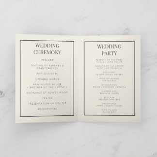Cartão de programa de casamento dobrável de monogr