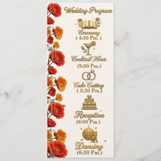 Cartão de Programa de Casamento Floral Eschscholzi
