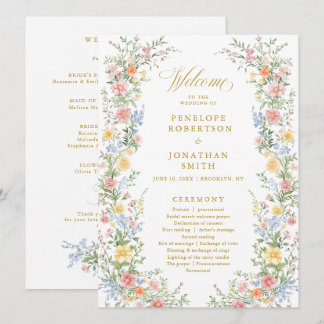 Cartão de Programa de Casamento Floral Jardim Prim