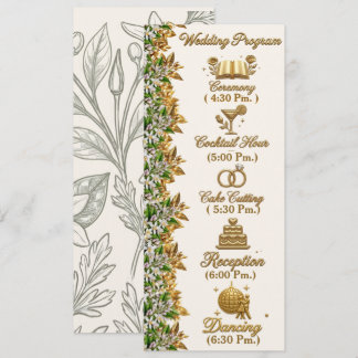 Cartão de Programa de Casamento Florida Orange Blo