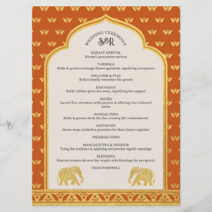 Cartão de Programa de Casamento Indiano e Hindu El