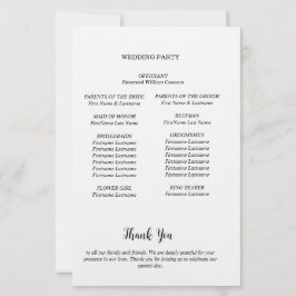 Cartão de Programa de Casamento Minimalista