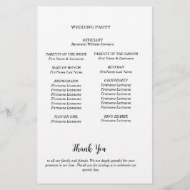 Cartão de Programa de Casamento Minimalista