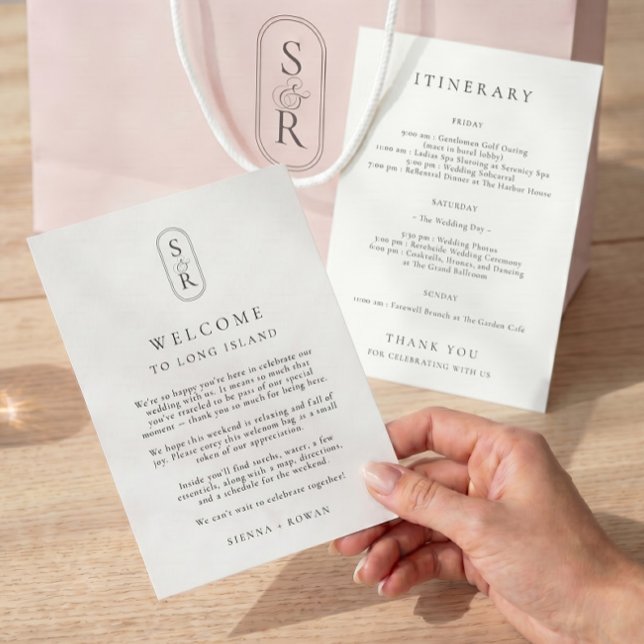 Cartão de Programa de Casamento Minimalista com Mo (Criador carregado)