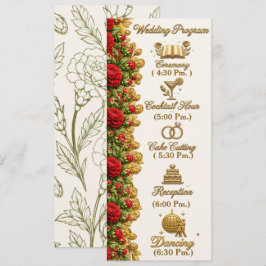Cartão de Programa de Casamento Ohio Red Carnation