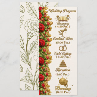 Cartão de Programa de Casamento Ohio Red Carnation