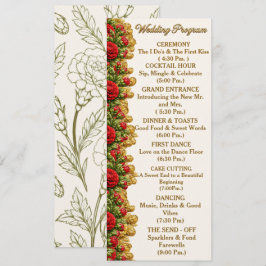 Cartão de Programa de Casamento Ohio Red Carnation