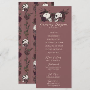 Cartão de Programa de Casamento Rosa Malva Floral
