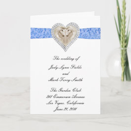 Cartão de Programa de Casamento Unicórnio Azul com