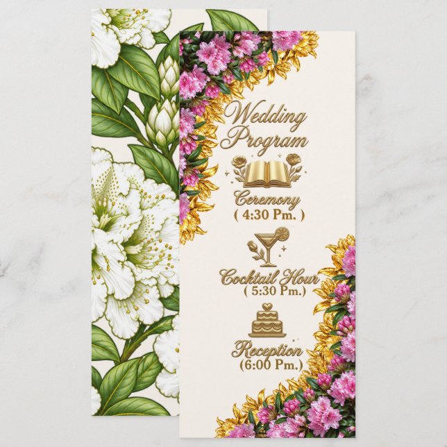 Cartão de Programa de Casamento Washington Coast R (Frente/Verso)
