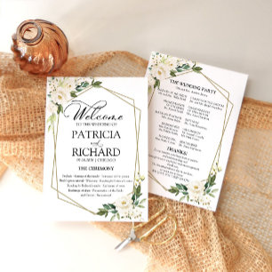 Cartão de Programa de Cerimônia de Casamento Flora