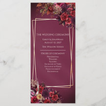 Cartão de Programa de Cerimônia de Casamento Flora