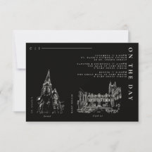 Cartão de Programa de Detalhes de Casamento Preto